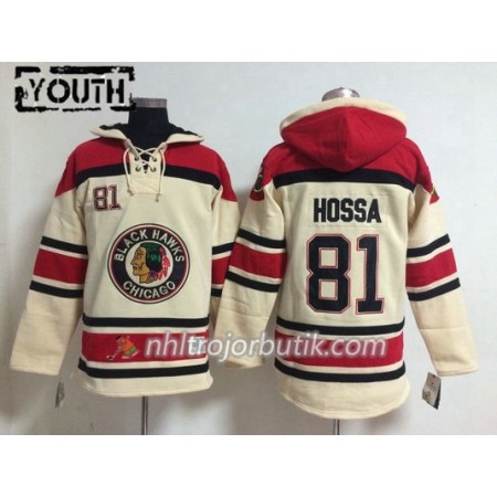 Barn Ishockey Chicago Blackhawks Marian Hossa 81 Vit Sawyer Hooded Sweatshirt